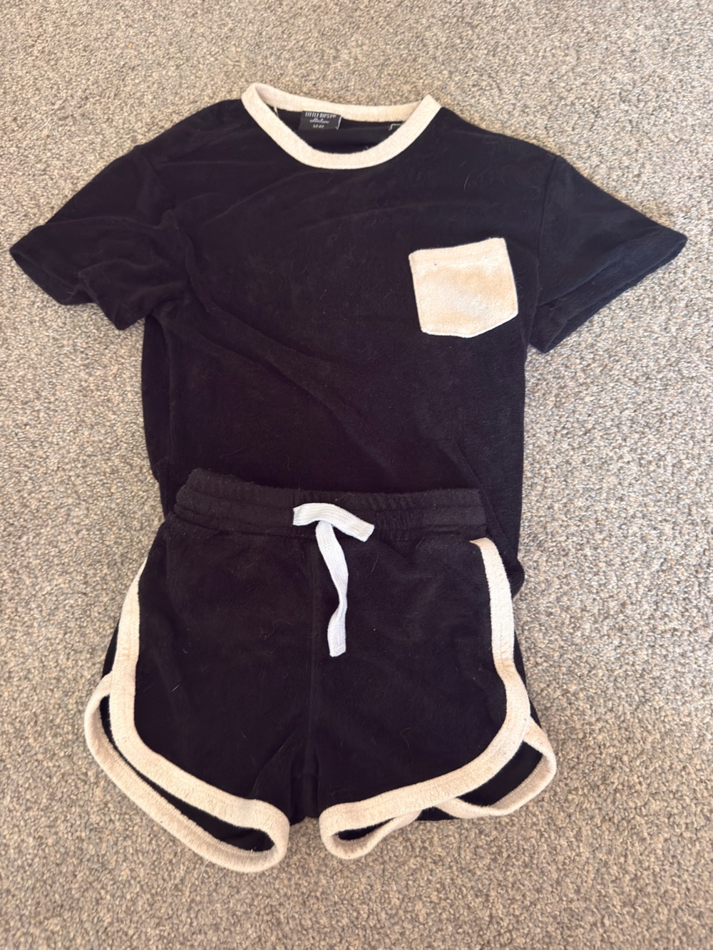 Little Bipsy Black Terry Shorts with Cream Trim
